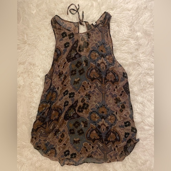 Aritzia Wilfred 100% silk sleeveless blouse blue wavy size M - Picture 3 of 3